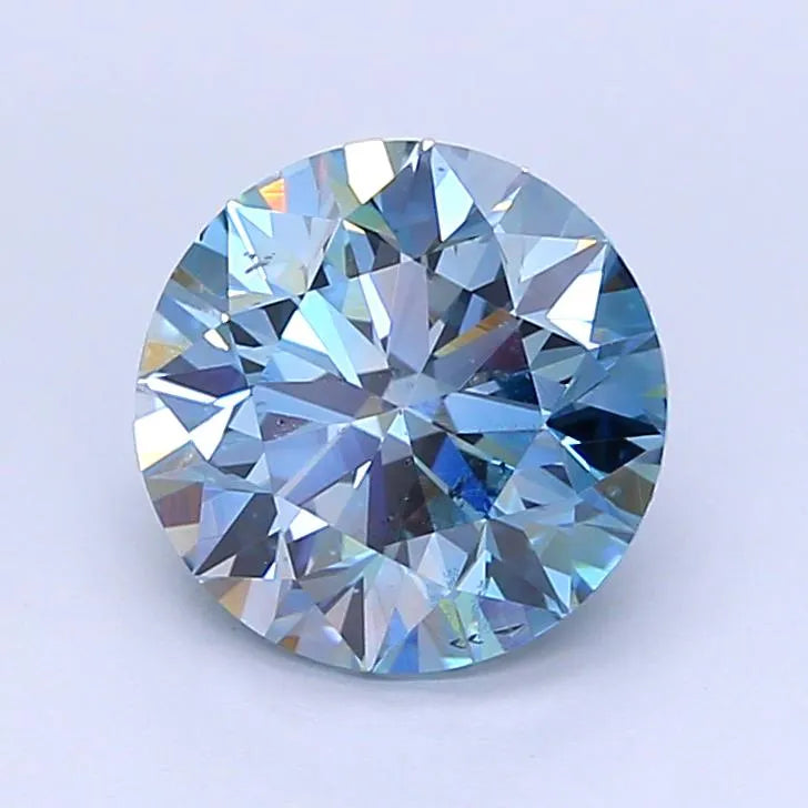 2.00ct Round Lab Grown Diamond (Colour Fancy Vivid Blue, Clarity VS1, Cut EX, Uncertified)