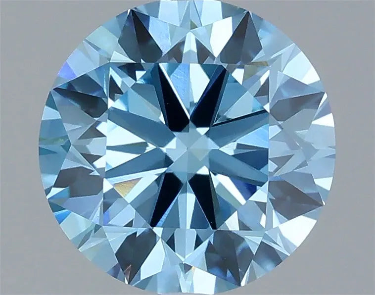 2.00ct Round Lab Grown Diamond (Colour Fancy Vivid Blue, Clarity VVS2, Cut EX, IGI Certified)
