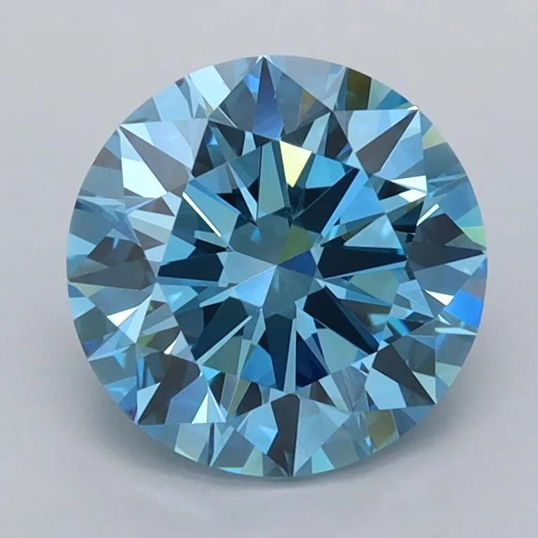 2.00ct Round Lab Grown Diamond (Colour Fancy Vivid Blue, Clarity VVS2, Cut ID, IGI Certified)
