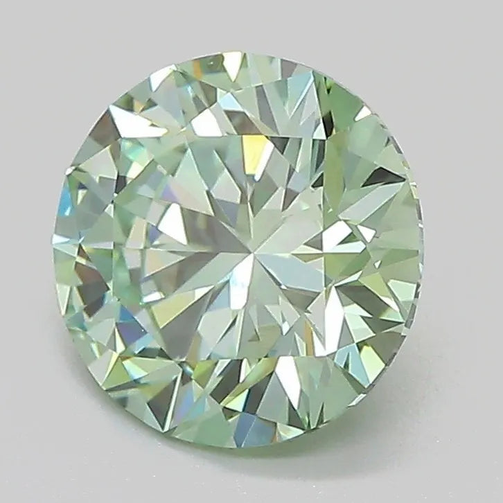 2.00ct Round Lab Grown Diamond (Colour Fancy Vivid Green, Clarity VS2, Cut EX, IGI Certified)