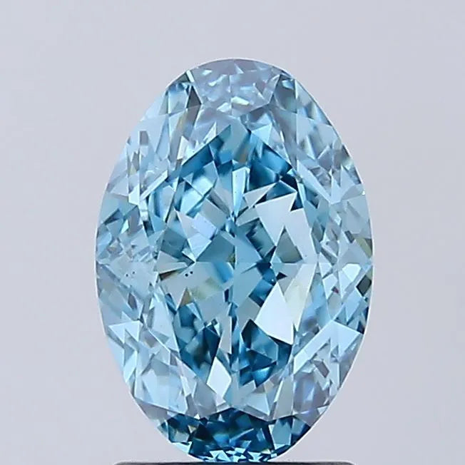 2.01ct Oval Lab Grown Diamond (Colour Fancy Vivid Blue, Clarity VS1, IGI Certified)