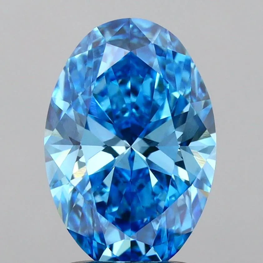 2.01ct Oval Lab Grown Diamond (Colour Fancy Vivid Blue, Clarity VS1, IGI Certified)