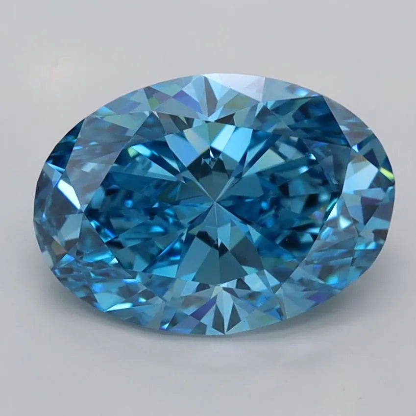 2.01ct Oval Lab Grown Diamond (Colour Fancy Vivid Blue, Clarity VVS2, IGI Certified)