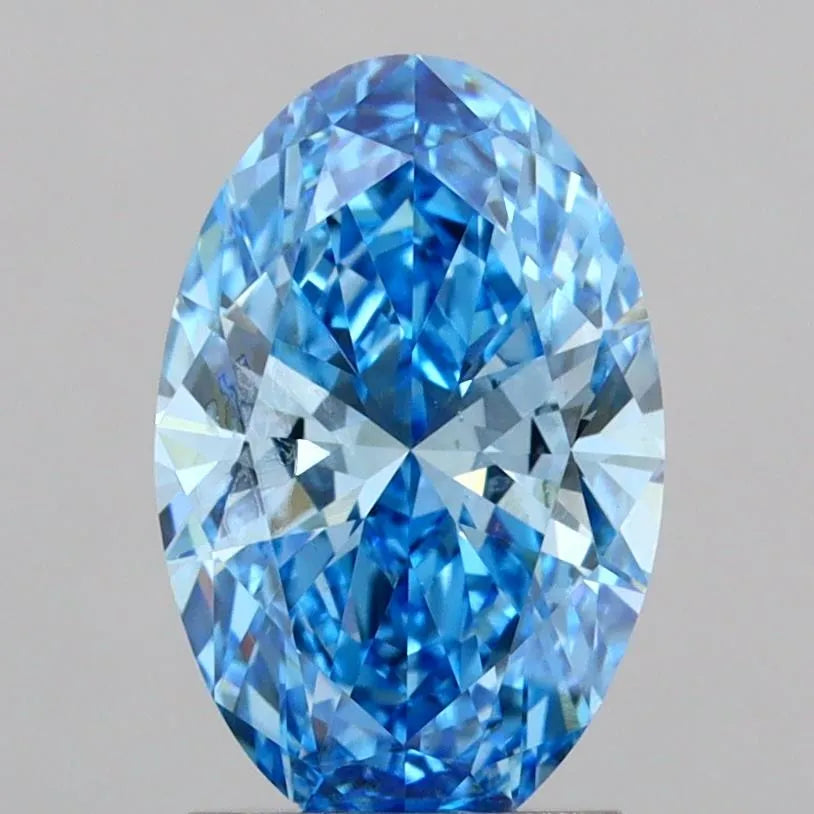 2.01ct Oval Lab Grown Diamond (Colour Fancy Vivid Blue, Clarity VVS2, IGI Certified)