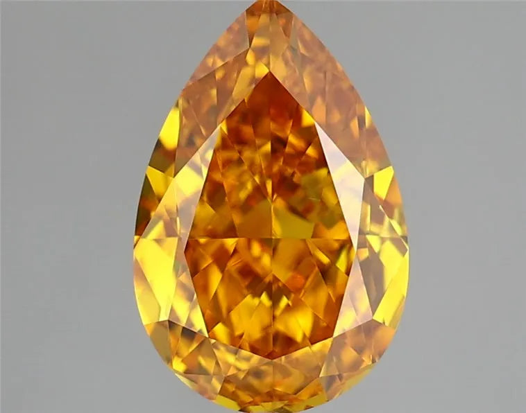 2.01ct Pear Lab Grown Diamond (Colour Fancy Vivid Orangey Yellow, Clarity VVS2, IGI Certified)