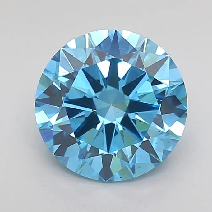 2.01ct Round Lab Grown Diamond (Colour Fancy Vivid Blue, Clarity SI1, Cut EX, IGI Certified)