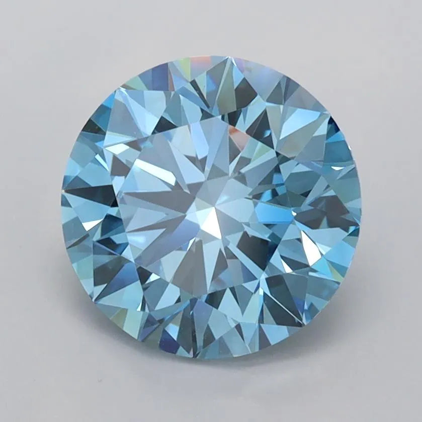 2.01ct Round Lab Grown Diamond (Colour Fancy Vivid Blue, Clarity VVS2, Cut ID, IGI Certified)