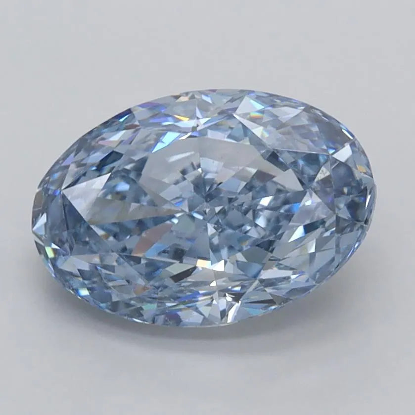 2.02ct Oval Lab Grown Diamond (Colour Fancy Vivid Blue, Clarity VVS1, IGI Certified)
