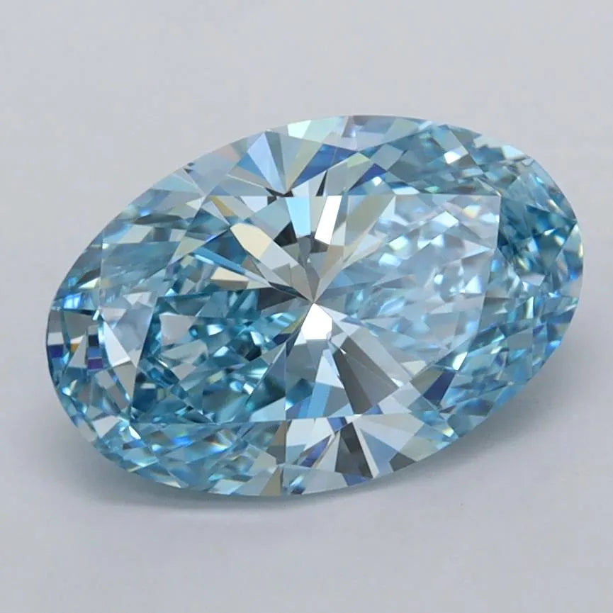 2.02ct Oval Lab Grown Diamond (Colour Fancy Vivid Blue, Clarity VVS1, IGI Certified)