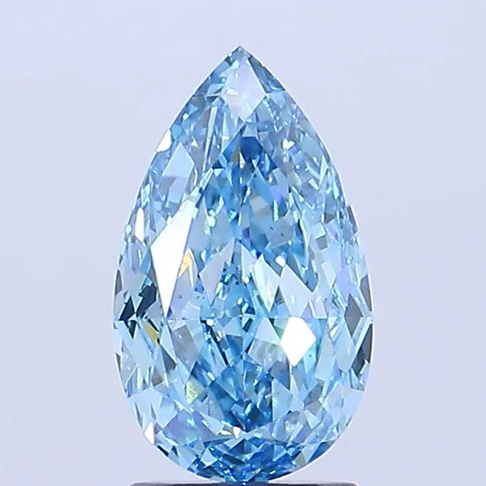 2.02ct Pear Lab Grown Diamond (Colour Fancy Vivid Blue, Clarity VS1, IGI Certified)