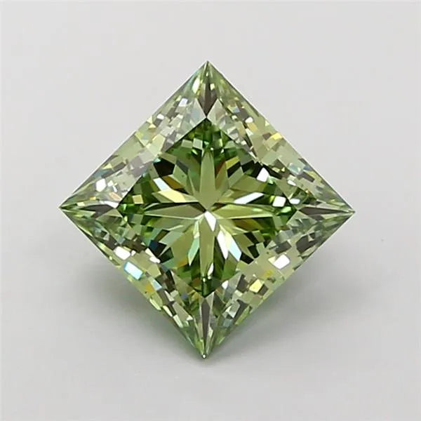 2.02ct Princess Lab Grown Diamond (Colour Fancy Vivid Green, Clarity VS2, IGI Certified)