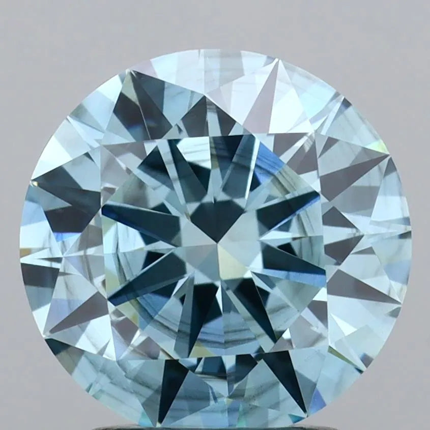 2.02ct Round Lab Grown Diamond (Colour Fancy Vivid Blue, Clarity SI1, Cut EX, IGI Certified)