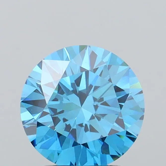 2.02ct Round Lab Grown Diamond (Colour Fancy Vivid Blue, Clarity VS1, Cut EX, IGI Certified)