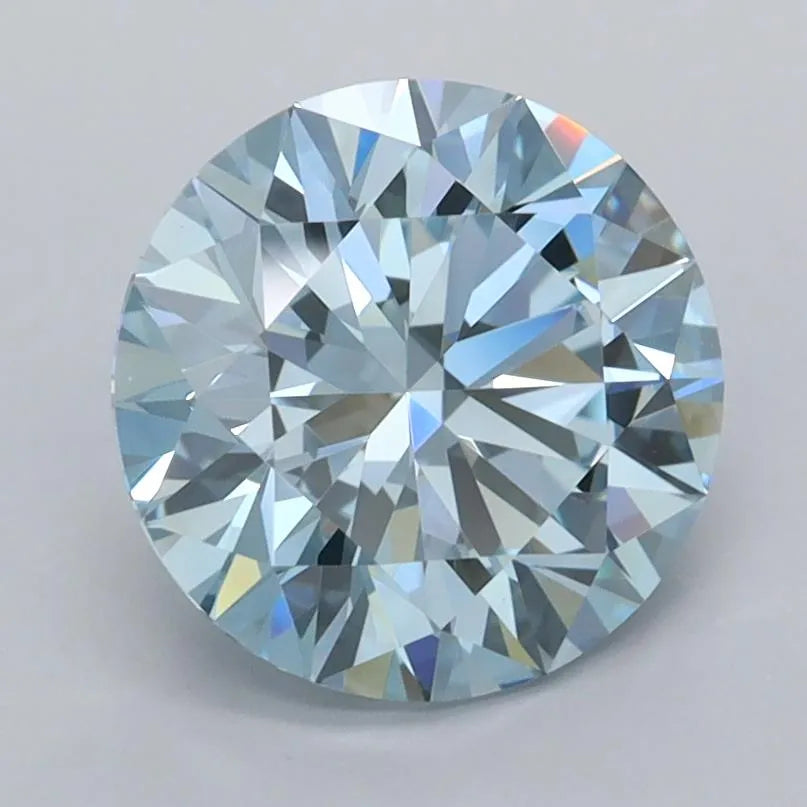 2.03ct Round Lab Grown Diamond (Colour Fancy Intense Blue, Clarity VVS1, Cut ID, IGI Certified)