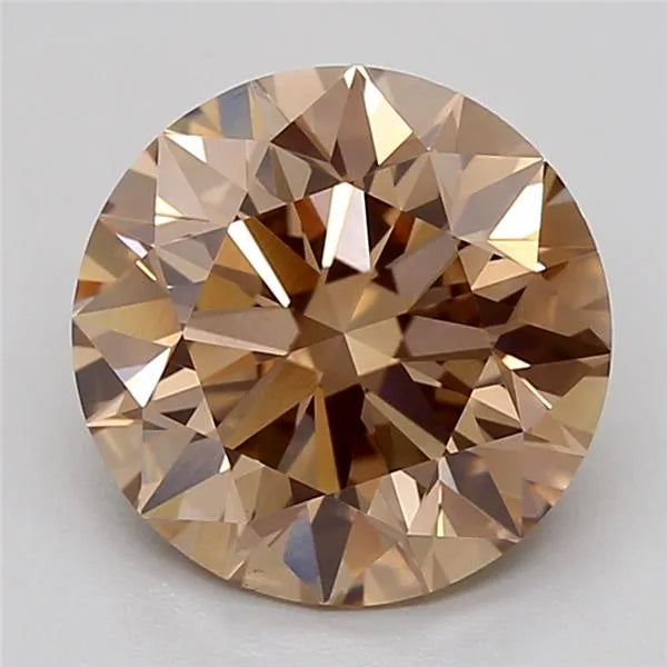 2.03ct Round Lab Grown Diamond (Colour Fancy Light Brown, Clarity VS1, Cut ID, IGI Certified)