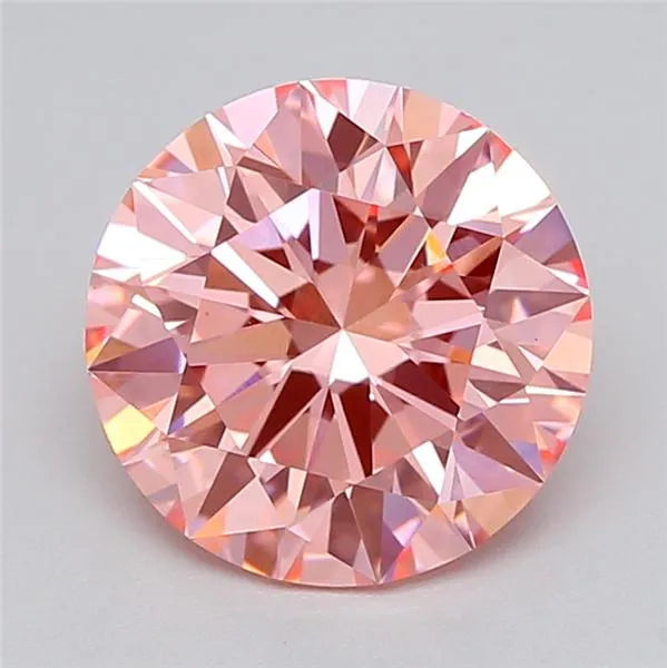2.03ct Round Lab Grown Diamond (Colour Fancy Vivid Pink, Clarity VVS2, Cut ID, IGI Certified)