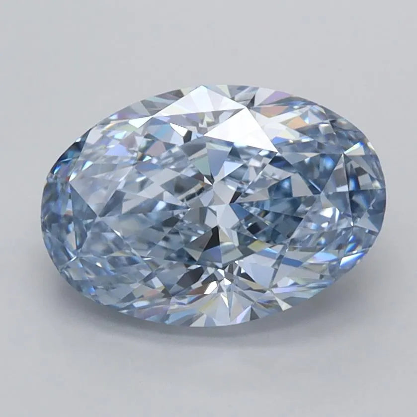 2.04ct Oval Lab Grown Diamond (Colour Fancy Vivid Blue, Clarity VVS1, IGI Certified)