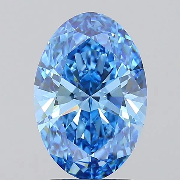 2.04ct Oval Lab Grown Diamond (Colour Fancy Vivid Blue, Clarity VVS1, IGI Certified)