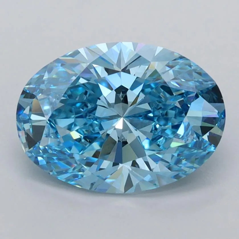 2.04ct Oval Lab Grown Diamond (Colour Fancy Vivid Blue, Clarity VVS1, IGI Certified)