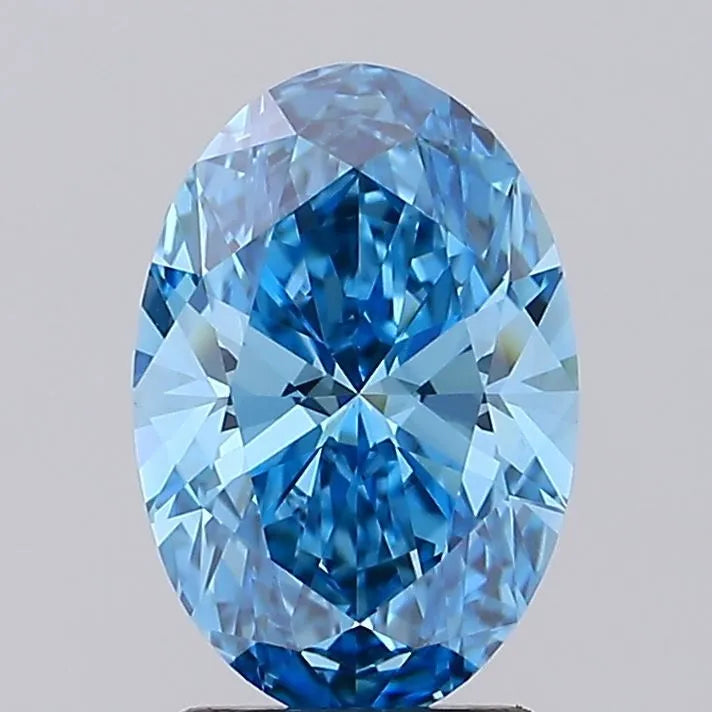 2.05ct Oval Lab Grown Diamond (Colour Fancy Vivid Blue, Clarity VVS2, IGI Certified)