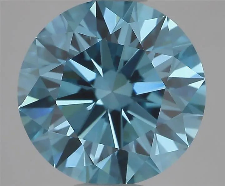 2.05ct Round Lab Grown Diamond (Colour Fancy Vivid Blue, Clarity VVS2, Cut ID, IGI Certified)