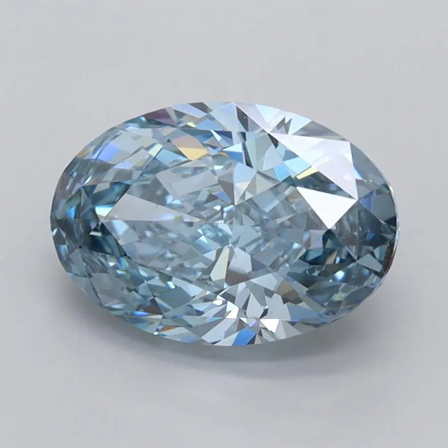 2.06ct Oval Lab Grown Diamond (Colour Fancy Vivid Blue, Clarity VVS1, IGI Certified)