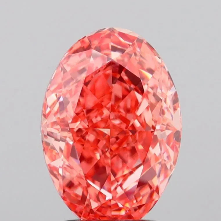2.06ct Oval Lab Grown Diamond (Colour Fancy Vivid Pinkish Orange, Clarity VS1, IGI Certified)