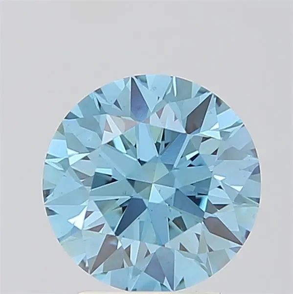 2.06ct Round Lab Grown Diamond (Colour Fancy Vivid Blue, Clarity VVS2, Cut ID, IGI Certified)
