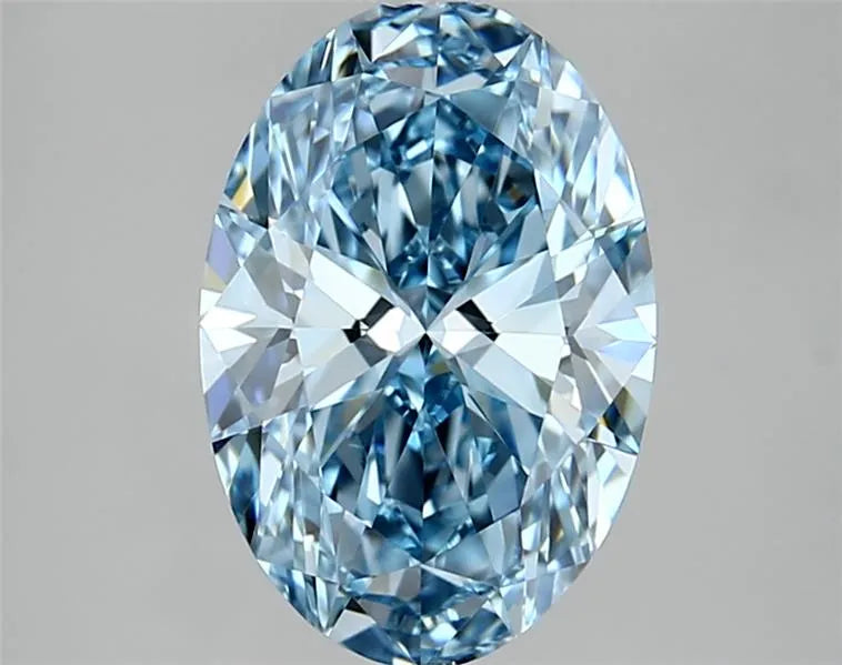 2.07ct Oval Lab Grown Diamond (Colour Fancy Vivid Blue, Clarity VVS2, IGI Certified)