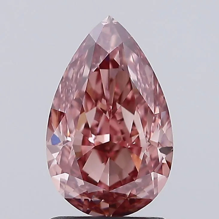 2.07ct Pear Lab Grown Diamond (Colour Fancy Vivid Brownish Pink, Clarity VVS2, IGI Certified)