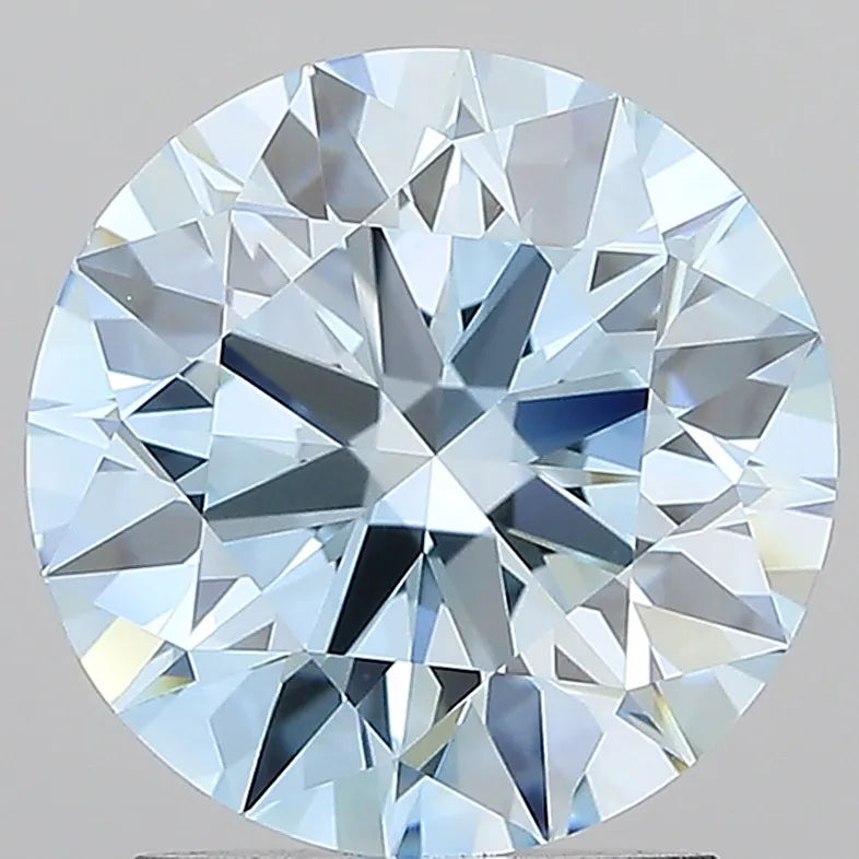 2.07ct Round Lab Grown Diamond (Colour Fancy Vivid Blue, Clarity VVS1, Cut ID, IGI Certified)