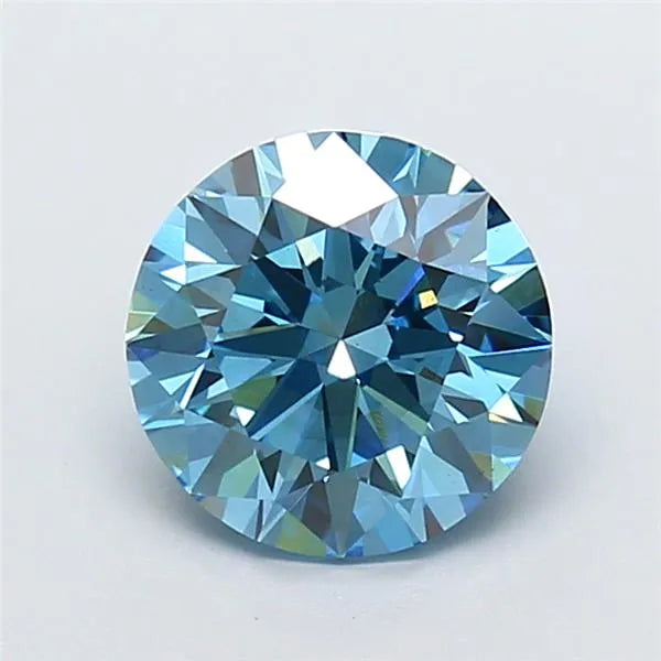 2.08ct Round Lab Grown Diamond (Colour Fancy Vivid Blue, Clarity VS1, Cut ID, IGI Certified)