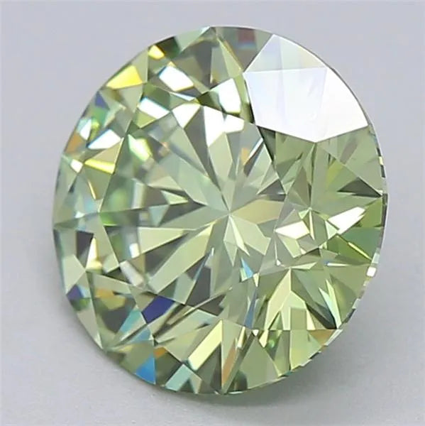 2.08ct Round Lab Grown Diamond (Colour Fancy Vivid Green, Clarity VVS1, Cut ID, IGI Certified)
