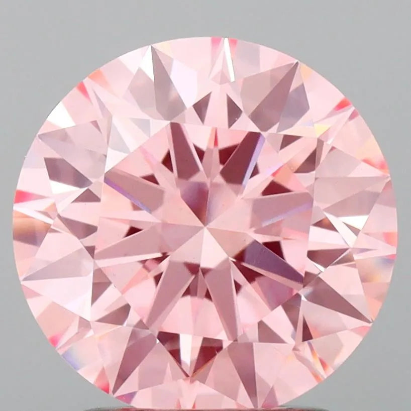 2.08ct Round Lab Grown Diamond (Colour Fancy Vivid Pink, Clarity VVS2, Cut ID, IGI Certified)