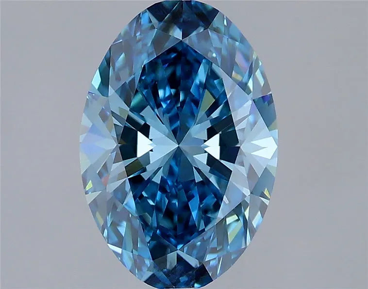 2.09ct Oval Lab Grown Diamond (Colour Fancy Vivid Blue, Clarity VVS2, IGI Certified)