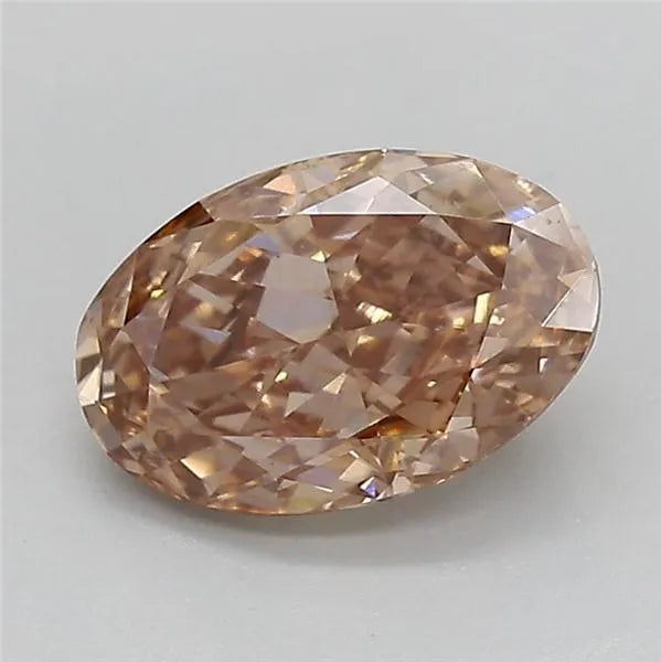 2.10ct Oval Lab Grown Diamond (Colour Fancy Light Brown, Clarity VS1, IGI Certified)