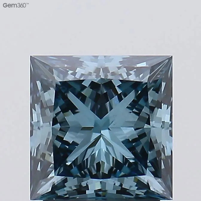 2.12ct Princess Lab Grown Diamond (Colour Fancy Deep Greenish Blue, Clarity VS1, IGI Certified)