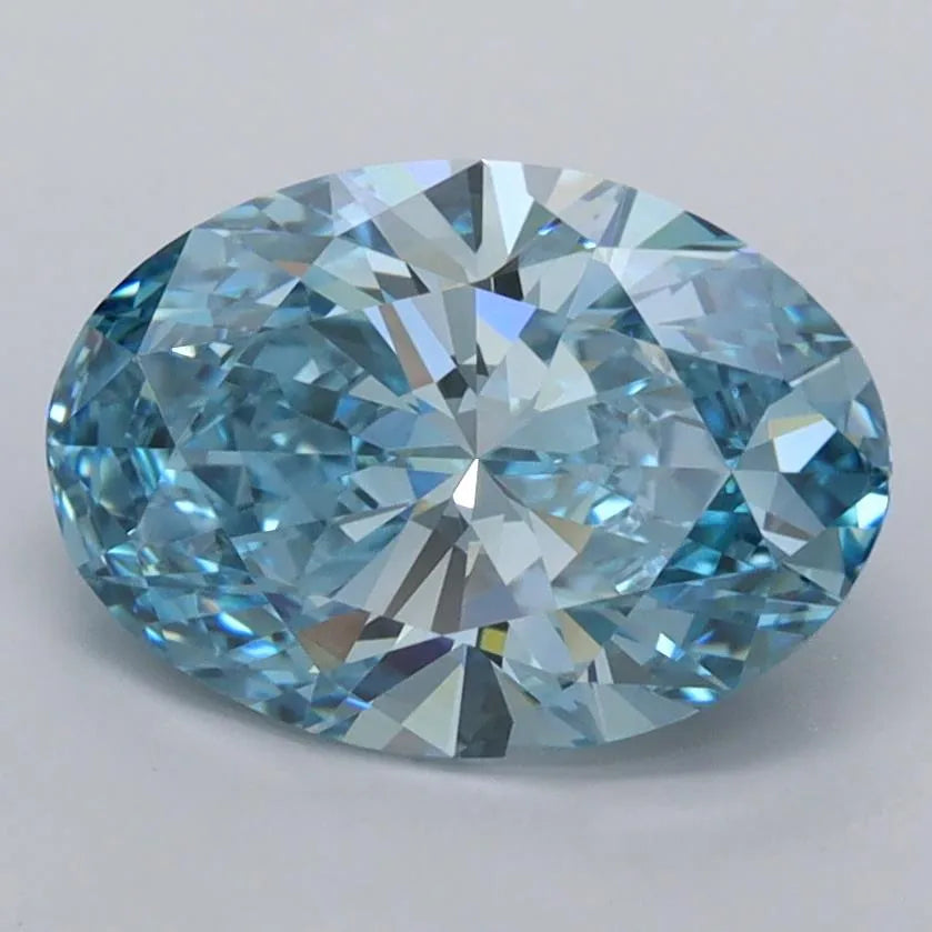 2.13ct Oval Lab Grown Diamond (Colour Fancy Vivid Blue, Clarity IF, IGI Certified)