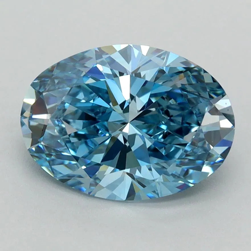 2.15ct Oval Lab Grown Diamond (Colour Fancy Vivid Blue, Clarity VVS1, IGI Certified)