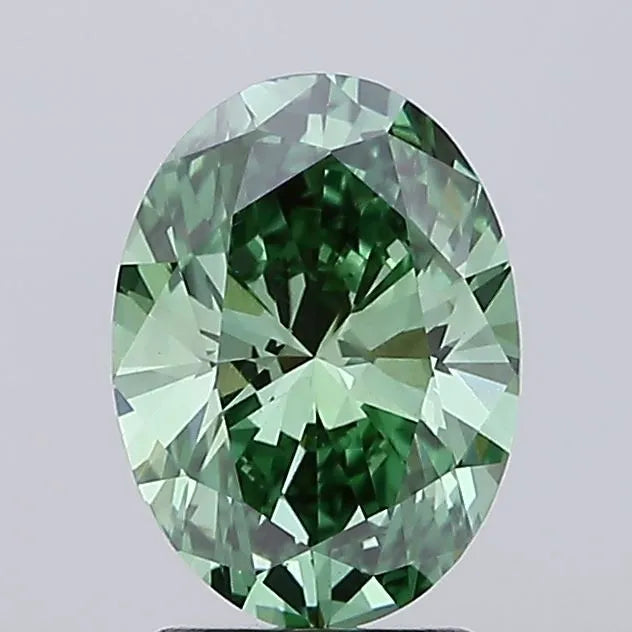 2.16ct Oval Lab Grown Diamond (Colour Fancy Vivid Green, Clarity VS1, IGI Certified)
