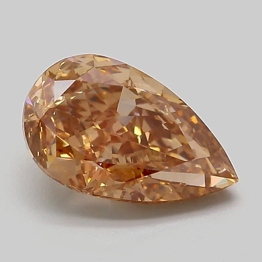 2.17ct Pear Lab Grown Diamond (Colour Fancy Light Brown, Clarity VVS2, IGI Certified)