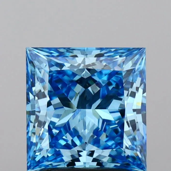 2.17ct Princess Lab Grown Diamond (Colour Fancy Vivid Blue, Clarity VS1, IGI Certified)