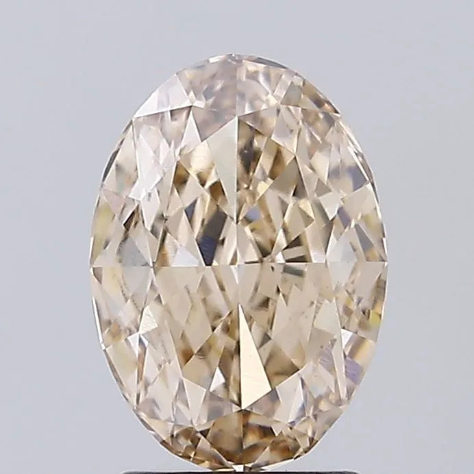 2.19ct Oval Lab Grown Diamond (Colour Fancy Light Brown, Clarity VVS2, IGI Certified)