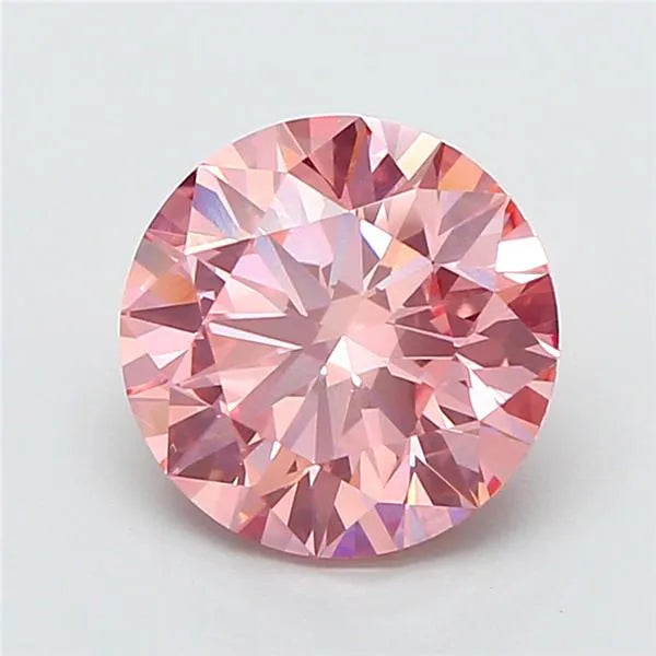 2.20ct Round Lab Grown Diamond (Colour Fancy Vivid Pink, Clarity VS1, Cut ID, IGI Certified)