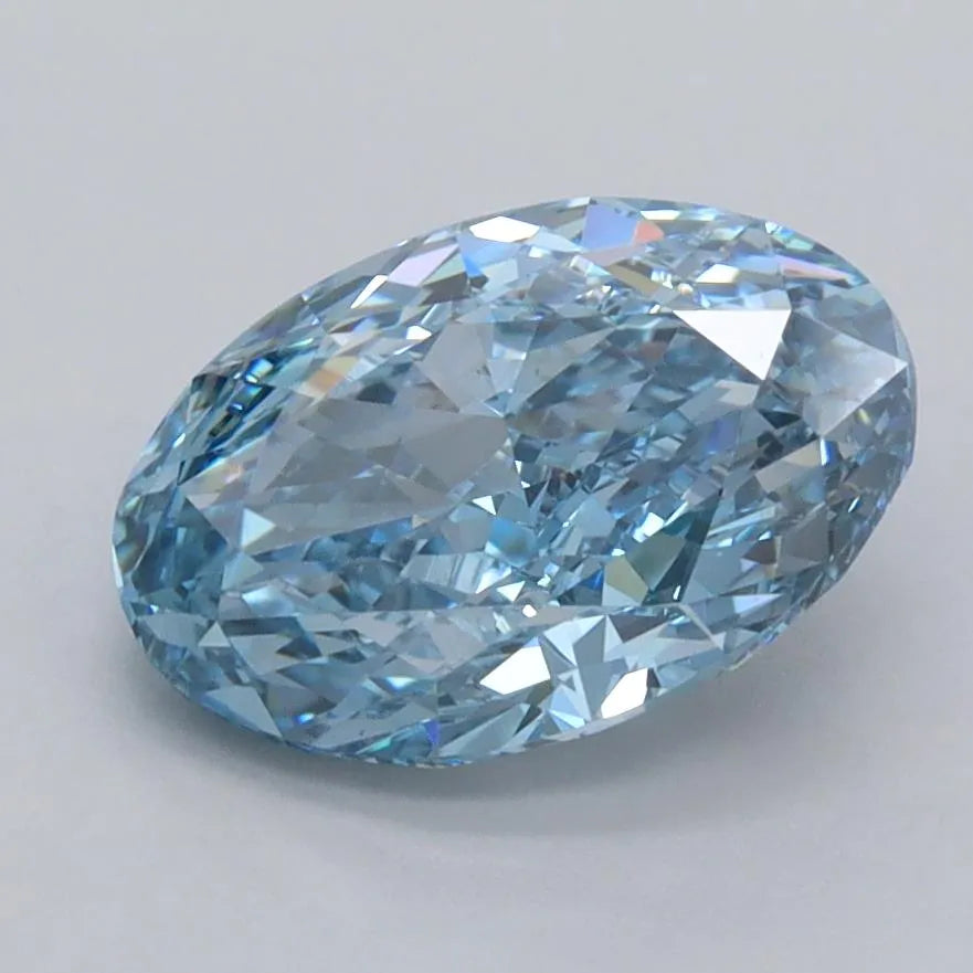 2.21ct Oval Lab Grown Diamond (Colour Fancy Vivid Blue, Clarity VS1, IGI Certified)