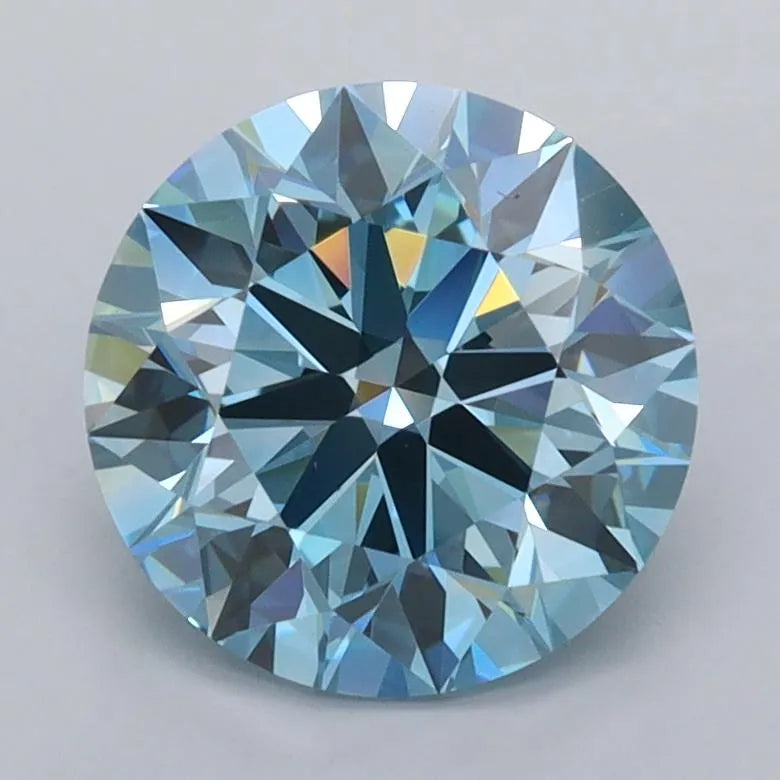 2.21ct Round Lab Grown Diamond (Colour Fancy Vivid Blue, Clarity VVS1, Cut ID, IGI Certified)