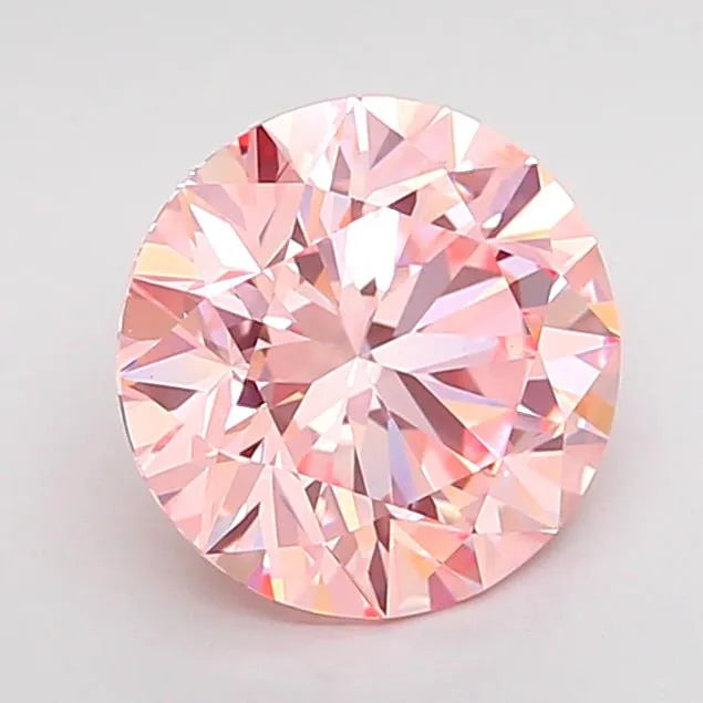 2.25ct Round Lab Grown Diamond (Colour Fancy Vivid Pink, Clarity VVS2, Cut ID, IGI Certified)