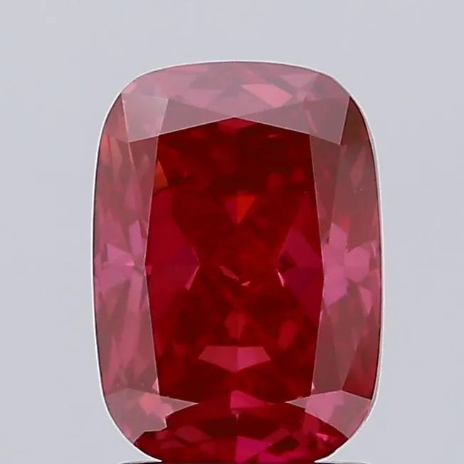 2.26ct Cushion brilliant Lab Grown Diamond (Colour Fancy Vivid Greenish Red, Clarity VS1, Uncertified)