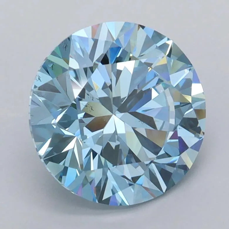 2.33ct Round Lab Grown Diamond (Colour Fancy Vivid Blue, Clarity VVS1, Cut ID, IGI Certified)