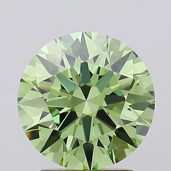 2.43ct Round Lab Grown Diamond (Colour Fancy Vivid Green, Clarity VVS1, Cut ID, IGI Certified)